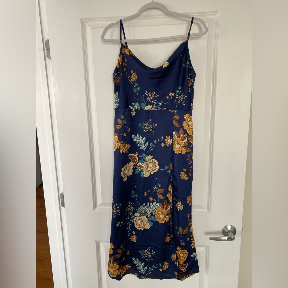 Floral cowl neck midi dress